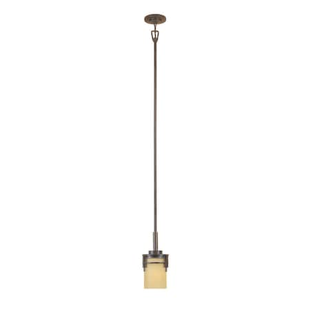 Designers Fountain Mission Ridge 100 Watt 1 Light Warm Mahogany Pendant with Goldenrod Glass Shade 82130-WM